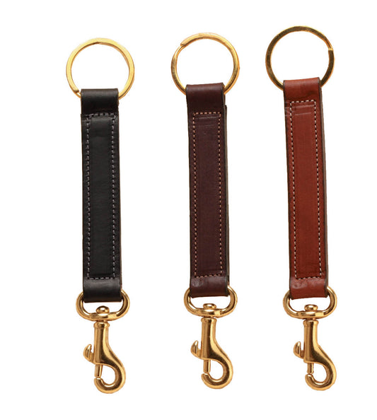 Tory Leather Black Brass Bolt Snap Key Fob